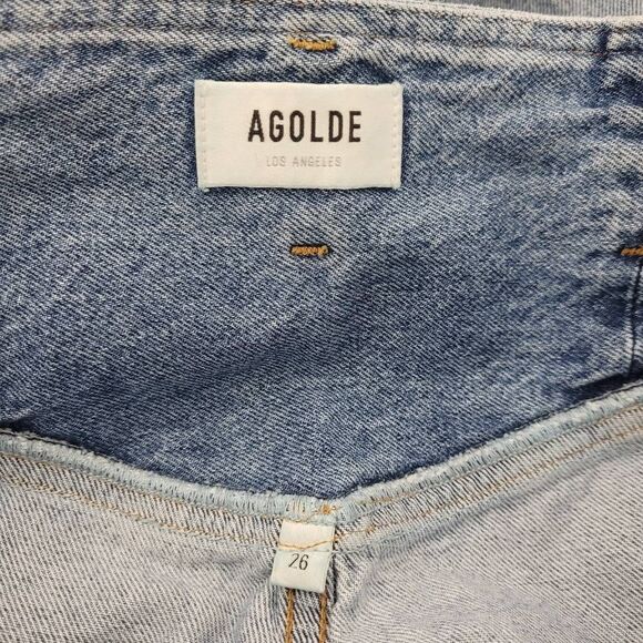 Agolde Riya Elasticated High-Rise Peg Jeans Sz 26 Organic‎ Cotton Paperbag Waist - Picture 6 of 12